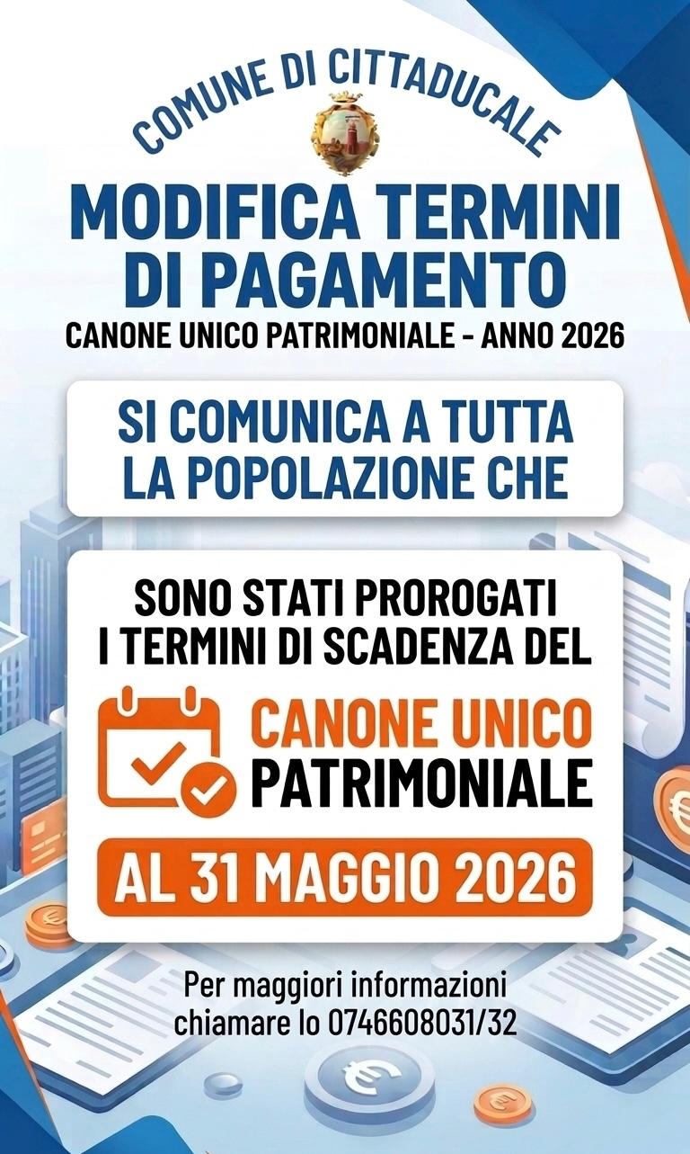 Proroga termini di pagamento Canone Unico Patrimoniale annualit� 2026